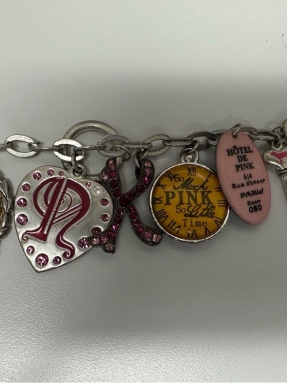 PINK Victoria's Secret Silver Charm Bracelet with Pink, Red and Yellow Accents - Picture 4 of 8